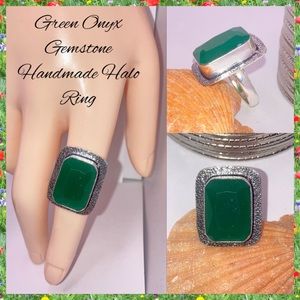 Green Onyx Gemstone Handmade Vintage Style Ring